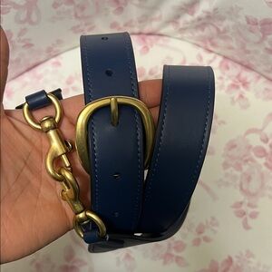 Coach Navy Blue Leather Crossbody strap with Gold Hardware